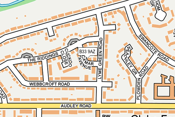 B33 9AZ map - OS OpenMap – Local (Ordnance Survey)