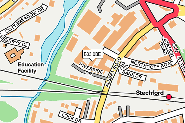 B33 9BE map - OS OpenMap – Local (Ordnance Survey)
