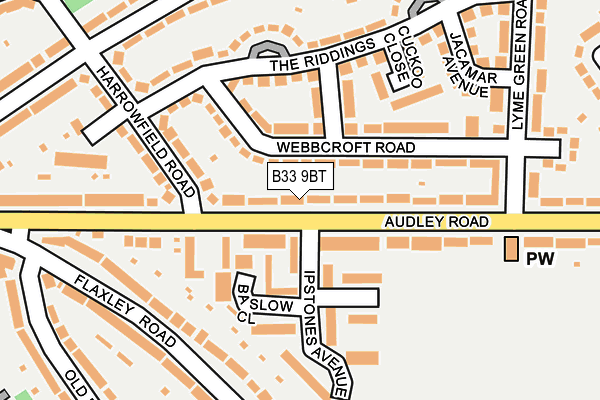 B33 9BT map - OS OpenMap – Local (Ordnance Survey)