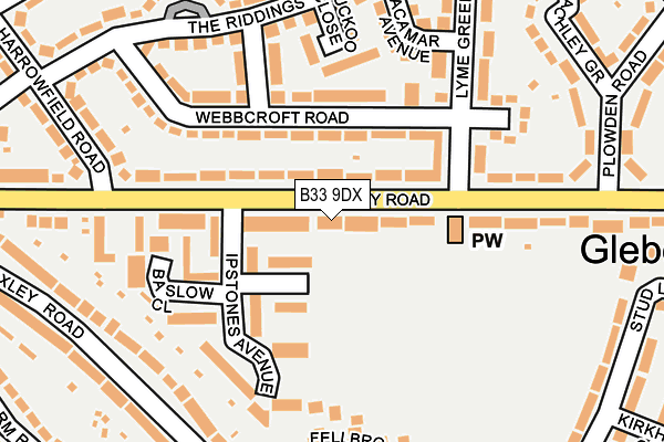B33 9DX map - OS OpenMap – Local (Ordnance Survey)
