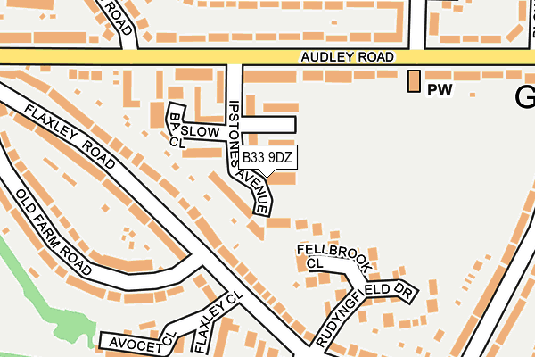B33 9DZ map - OS OpenMap – Local (Ordnance Survey)