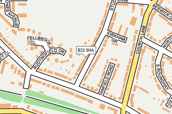 B33 9HA map - OS OpenMap – Local (Ordnance Survey)