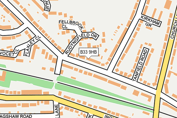 B33 9HB map - OS OpenMap – Local (Ordnance Survey)