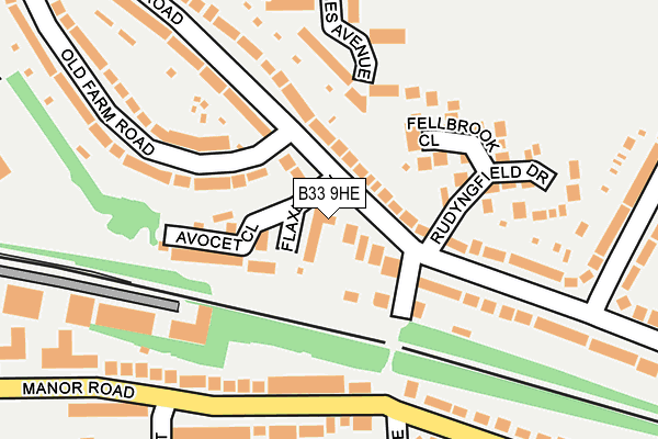 B33 9HE map - OS OpenMap – Local (Ordnance Survey)