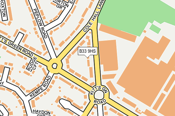 B33 9HS map - OS OpenMap – Local (Ordnance Survey)