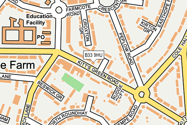 B33 9HU map - OS OpenMap – Local (Ordnance Survey)