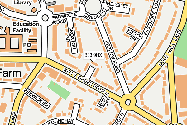 B33 9HX map - OS OpenMap – Local (Ordnance Survey)