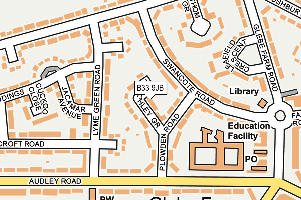 B33 9JB map - OS OpenMap – Local (Ordnance Survey)