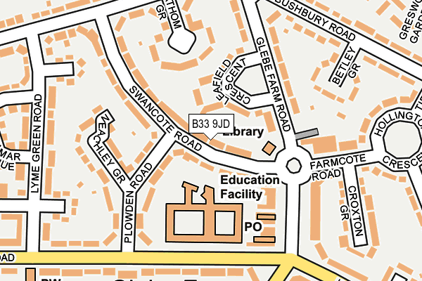 B33 9JD map - OS OpenMap – Local (Ordnance Survey)