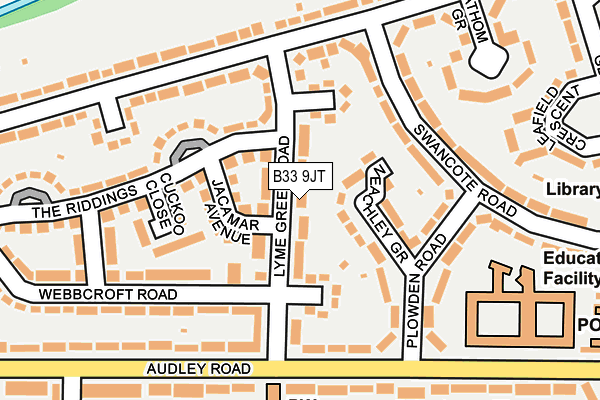 B33 9JT map - OS OpenMap – Local (Ordnance Survey)