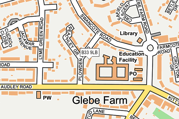 B33 9LB map - OS OpenMap – Local (Ordnance Survey)