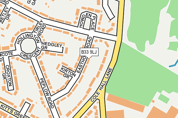 B33 9LJ map - OS OpenMap – Local (Ordnance Survey)