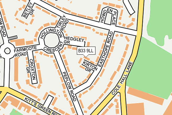 B33 9LL map - OS OpenMap – Local (Ordnance Survey)