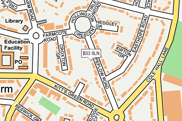B33 9LN map - OS OpenMap – Local (Ordnance Survey)