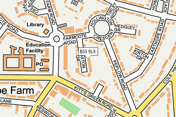 B33 9LX map - OS OpenMap – Local (Ordnance Survey)