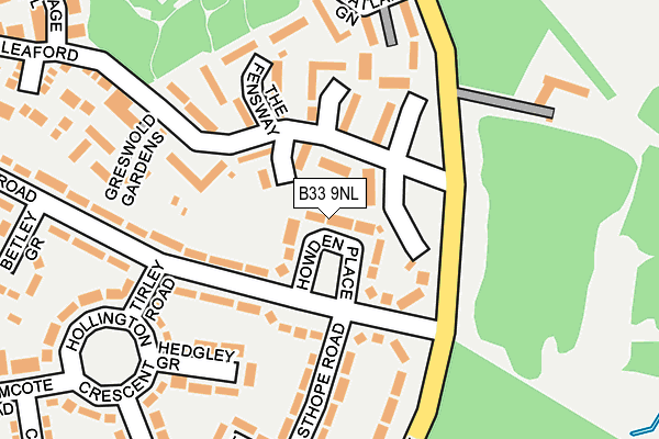 B33 9NL map - OS OpenMap – Local (Ordnance Survey)