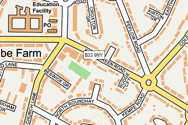 B33 9NY map - OS OpenMap – Local (Ordnance Survey)