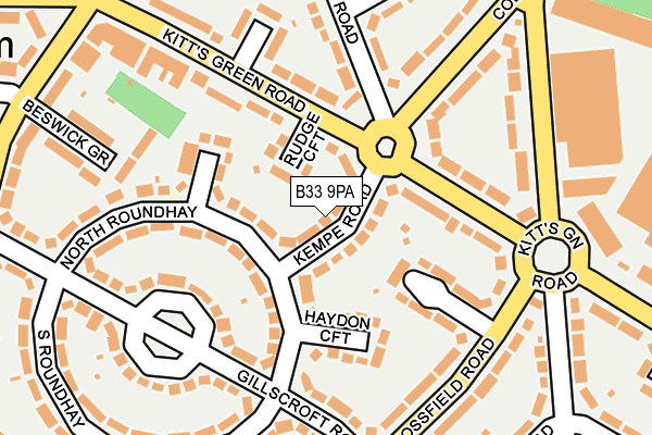 B33 9PA map - OS OpenMap – Local (Ordnance Survey)