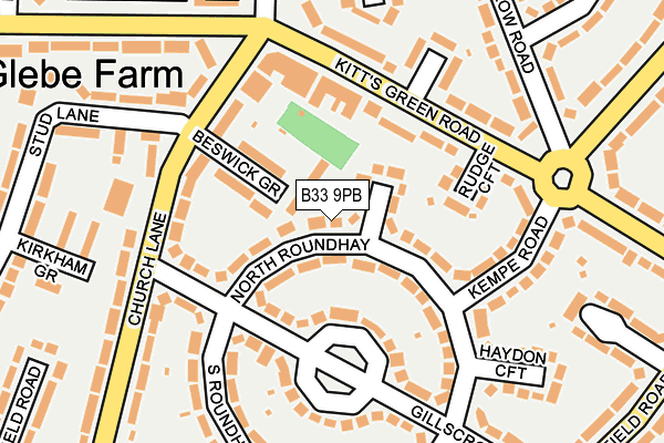 B33 9PB map - OS OpenMap – Local (Ordnance Survey)