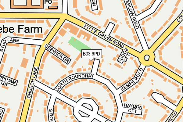 B33 9PD map - OS OpenMap – Local (Ordnance Survey)