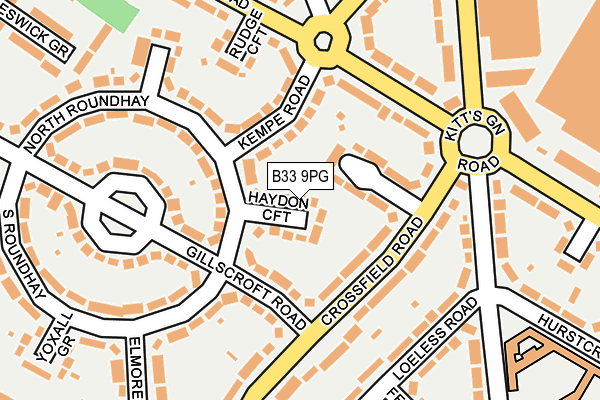 B33 9PG map - OS OpenMap – Local (Ordnance Survey)