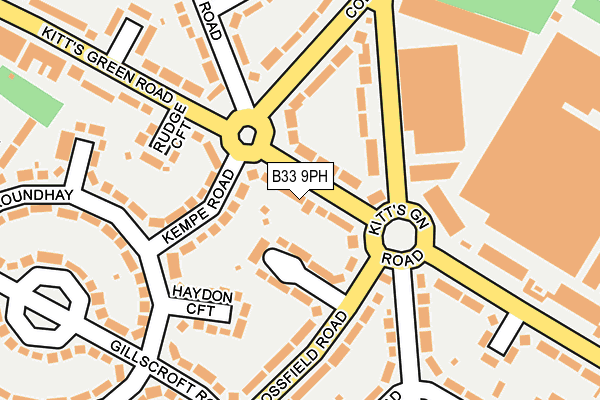 B33 9PH map - OS OpenMap – Local (Ordnance Survey)