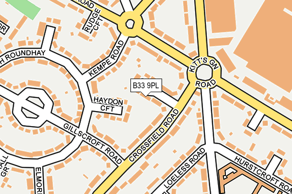 B33 9PL map - OS OpenMap – Local (Ordnance Survey)