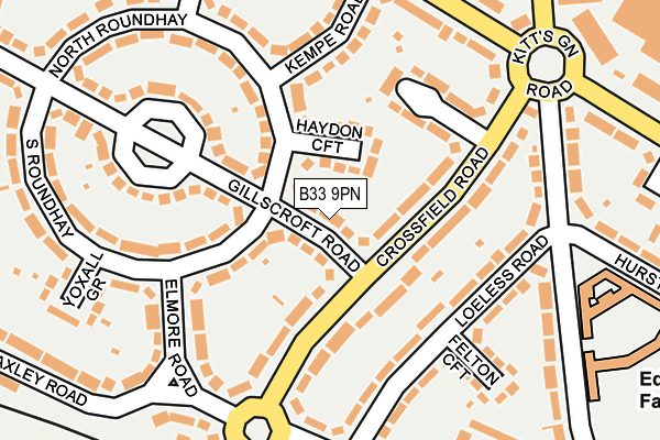 B33 9PN map - OS OpenMap – Local (Ordnance Survey)