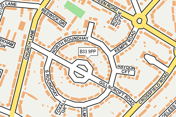 B33 9PP map - OS OpenMap – Local (Ordnance Survey)