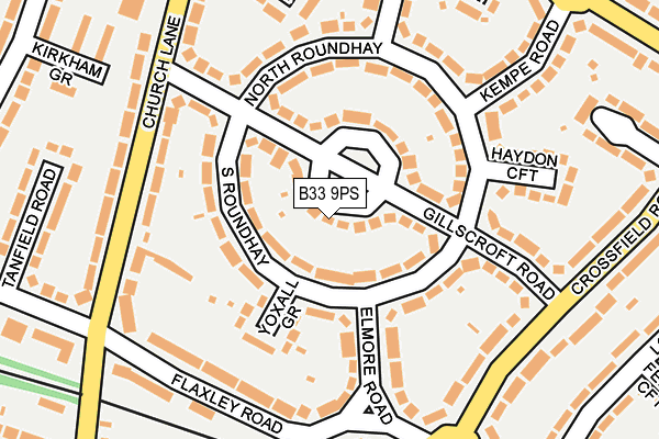 B33 9PS map - OS OpenMap – Local (Ordnance Survey)