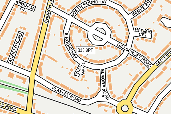 B33 9PT map - OS OpenMap – Local (Ordnance Survey)