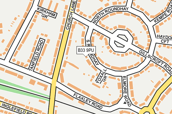 B33 9PU map - OS OpenMap – Local (Ordnance Survey)