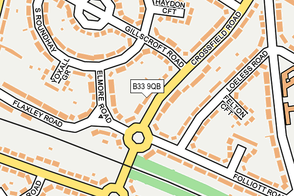 B33 9QB map - OS OpenMap – Local (Ordnance Survey)