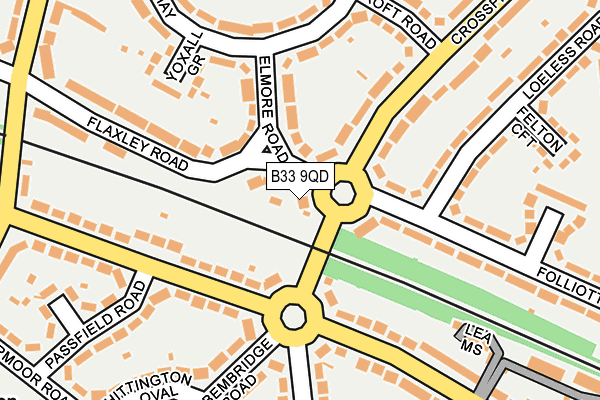 B33 9QD map - OS OpenMap – Local (Ordnance Survey)