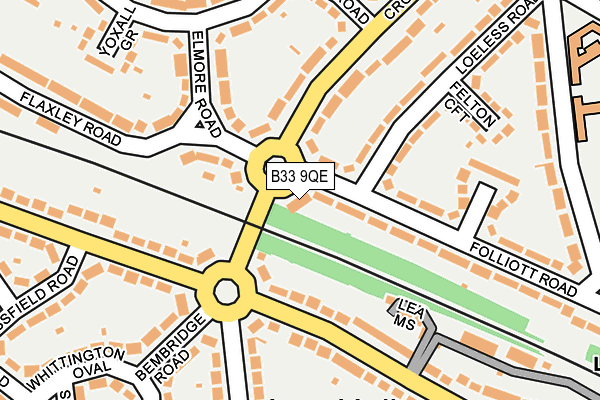 B33 9QE map - OS OpenMap – Local (Ordnance Survey)