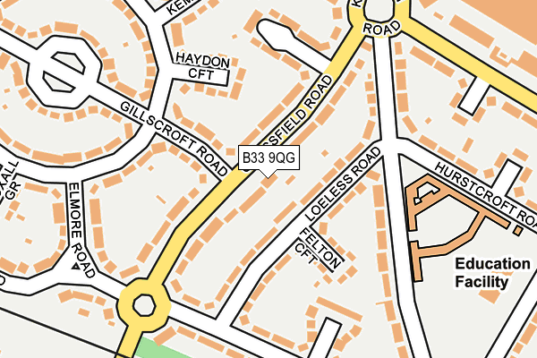 B33 9QG map - OS OpenMap – Local (Ordnance Survey)