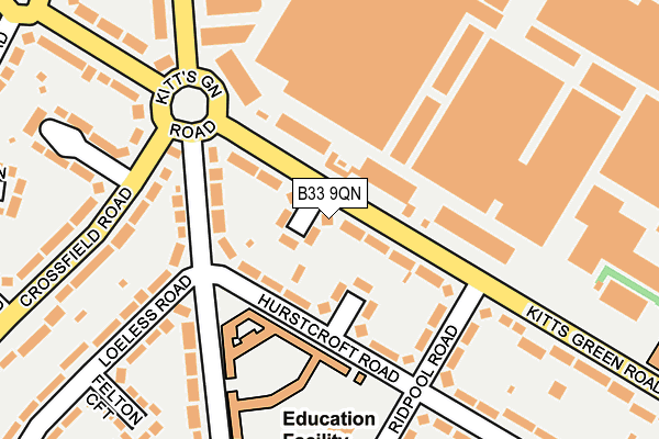 B33 9QN map - OS OpenMap – Local (Ordnance Survey)