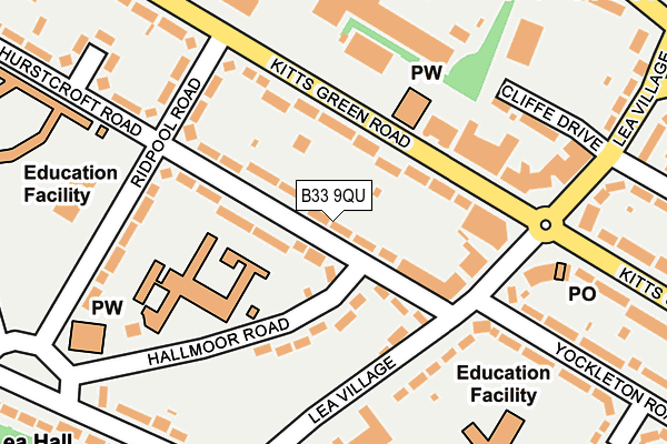 B33 9QU map - OS OpenMap – Local (Ordnance Survey)