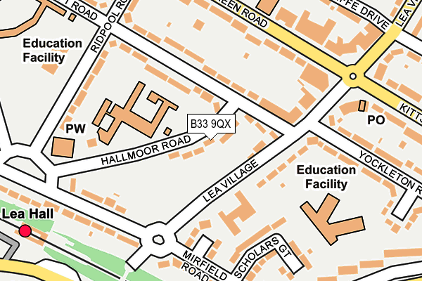 B33 9QX map - OS OpenMap – Local (Ordnance Survey)