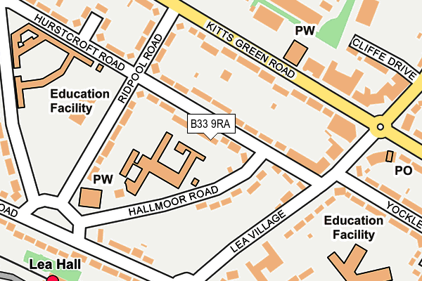 B33 9RA map - OS OpenMap – Local (Ordnance Survey)