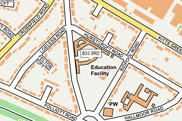 B33 9RD map - OS OpenMap – Local (Ordnance Survey)