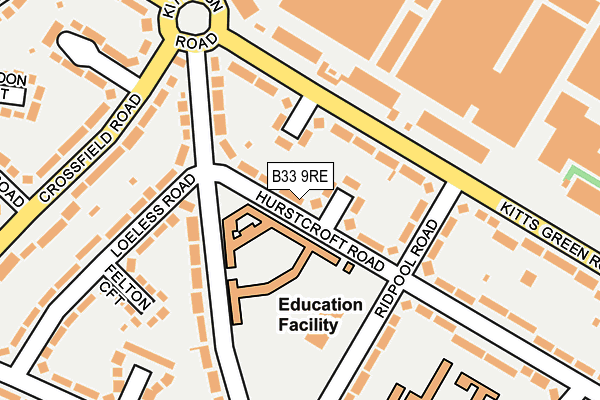 B33 9RE map - OS OpenMap – Local (Ordnance Survey)