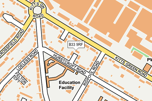 B33 9RF map - OS OpenMap – Local (Ordnance Survey)