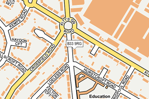 B33 9RG map - OS OpenMap – Local (Ordnance Survey)