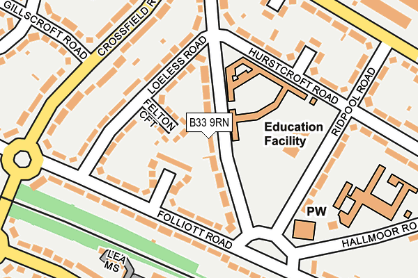 B33 9RN map - OS OpenMap – Local (Ordnance Survey)