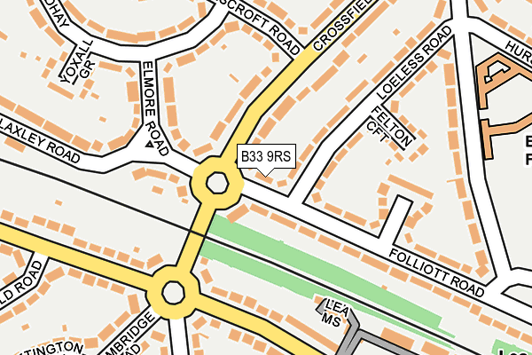 B33 9RS map - OS OpenMap – Local (Ordnance Survey)