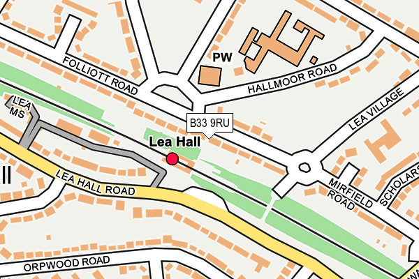 B33 9RU map - OS OpenMap – Local (Ordnance Survey)