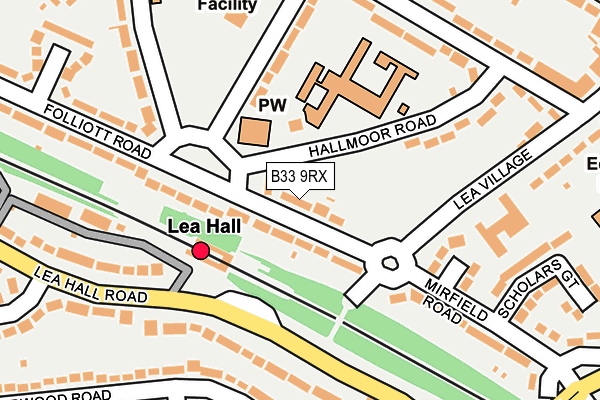 B33 9RX map - OS OpenMap – Local (Ordnance Survey)