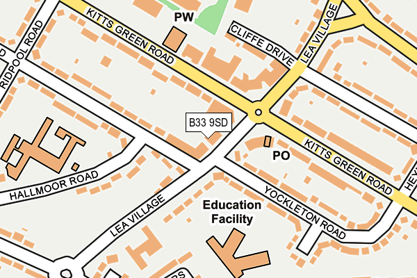 B33 9SD map - OS OpenMap – Local (Ordnance Survey)