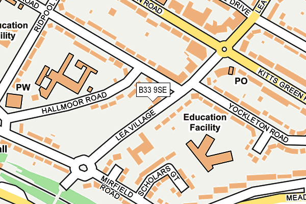 B33 9SE map - OS OpenMap – Local (Ordnance Survey)